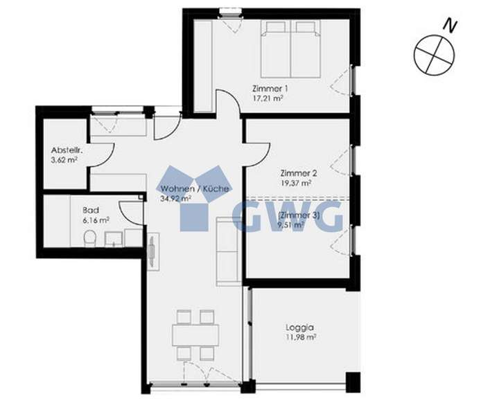 WE 1.1 Grundriss - mit Logo