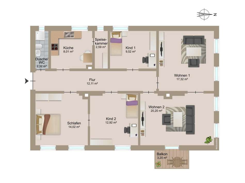 Grundriss Beispiel Möblierung