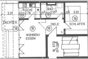 2-Zimmer-Penthouse-Wohnung mit Terrasse 