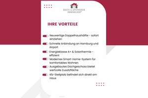 Neuwertige Doppelhaushälfte mit 4 Zimmern, ausgebautem Dachgeschoss und Energieklasse A+ – Die vollständige Adresse der Immobilie erhältst du vom Anbieter., 22851 Norderstedt – Vorschaubild 2