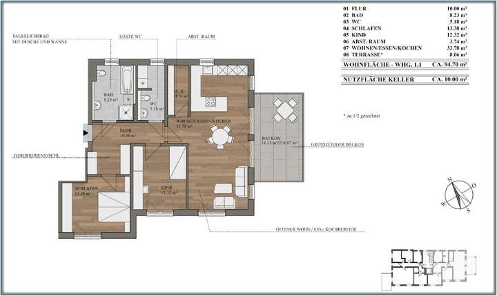 Grundriss Wohnung 2.3