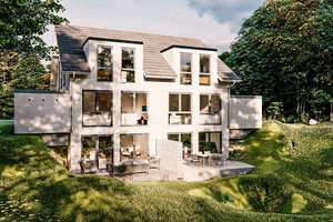 Reiheneckhaus mit Grundstück, A+, KfW 40 mit PV-Anlage, Wärmepumpe, Keller zu Wohnzwecken ausgebaut – Odenthaler Weg 0, 40591 Düsseldorf – Vorschaubild 2