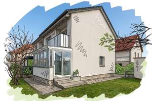 Kleines Haus mit großem Garten