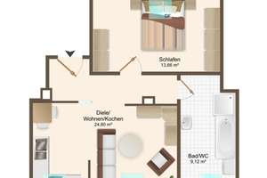Gemütliche 2 Zimmer-Wohnung im Dachgeschoss, mit Wanne & Dusche