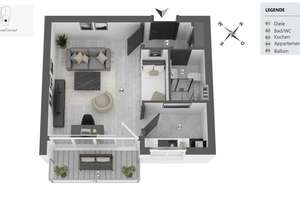 Vermietet & Renditenstark:  1-Zimmer-Appartement mit Balkon als Kapitalanlage in Düsseldorf-Hassels – Die vollständige Adresse der Immobilie erhältst du vom Anbieter., 40599 Hassels, Düsseldorf – Vorschaubild 9