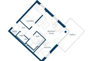 Moderne 2-Zimmer-Wohnung mit großem Eckbalkon und elegant separierter Küche nahe der Havel – An der Kornmühle  4, 14473 Südliche Innenstadt, Potsdam – Vorschaubild 2