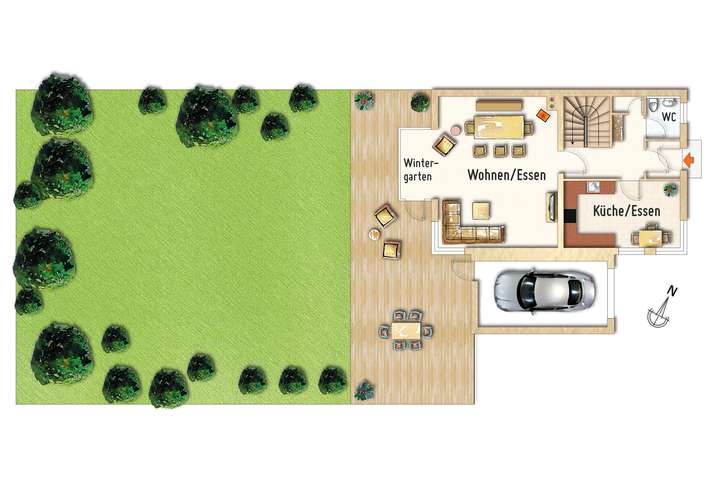 Grundriss EG mit Garten