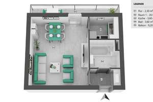 ***Gepflegte 1,5- Zimmer-Wohnung mit großzügigem Balkon*** – Die vollständige Adresse der Immobilie erhältst du vom Anbieter., 76135 Südweststadt, Karlsruhe – Vorschaubild 10