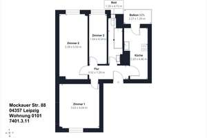 Kleine Dreiraumwohnung mit Badewanne und kleinem Balkon in Mockau – Mockauer Straße 88, 4357 Mockau-Süd, Leipzig – Vorschaubild 19