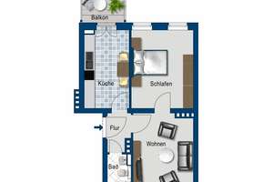 Attraktive 2-Raum-Wohnung mit Balkon im beliebten Stadtteil Cracau – 39114 Cracau, Magdeburg – Vorschaubild 2