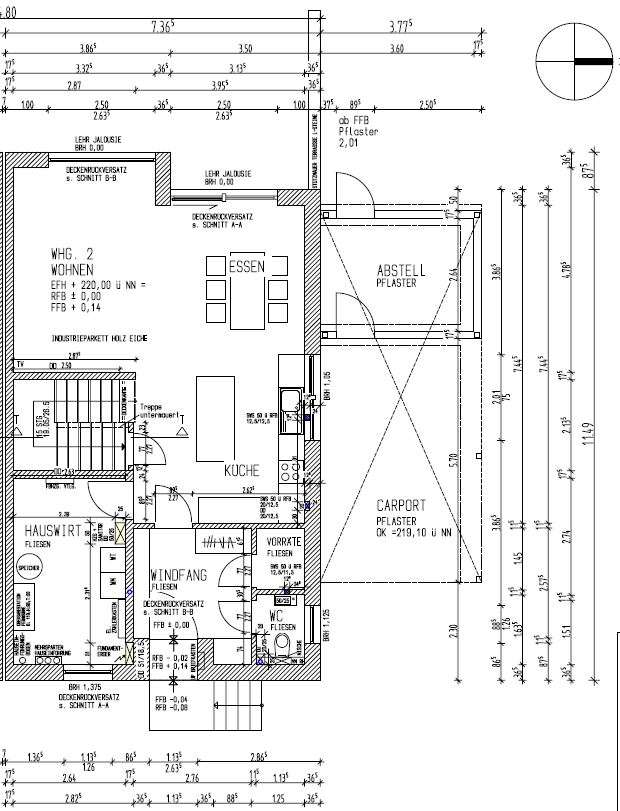 Grundriss EG mit Massen