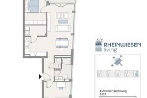 Zwischen Marina und Altstadt: Zentrale 4-Zimmer-Wohnung – An den Rheinwiesen 8-16, 55120 Neustadt, Mainz – Vorschaubild 2