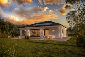 Flexi-Schnäppchen. Designer-Bungalow, minimale Nebenkosten: Genialer KfW-Erstbezug im Mietkauf