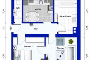 Tolle 2-3-Zi-Wohnung - S-West - mit Parkanlage - ruhige Lage  – 70176 Feuersee, Stuttgart – Vorschaubild 11