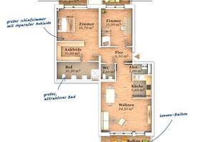 Schicke 3-Zimmer-Wohnung im Stephaniviertel - 3 Balkone, Fußbodenheizung, EBK und Stellplatz – Abbentorswallstraße 50, 28195 Altstadt, Bremen – Vorschaubild 2