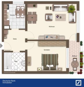Gut geschnittene 2-Zimmer-Eigentumswohnung mit Balkon in Deggendorf