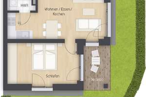 Exklusive 2-Zimmer-Wohnung mit Küche & Terrasse.  – Kreulstraße 40, 90408 Uhlandstraße, Nürnberg – Vorschaubild 2