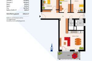 Barrierefreie 4-Zimmer-Neubauwohnung – Die vollständige Adresse der Immobilie erhältst du vom Anbieter., 69126 Rohrbach, Heidelberg – Vorschaubild 3