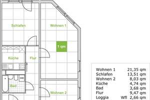 Familienfreundliche 3-Zimmer-Wohnung mit Balkon (WBS) – Blasewitzer Str. 36j, 1307 Johannstadt-Süd, Dresden – Vorschaubild 2