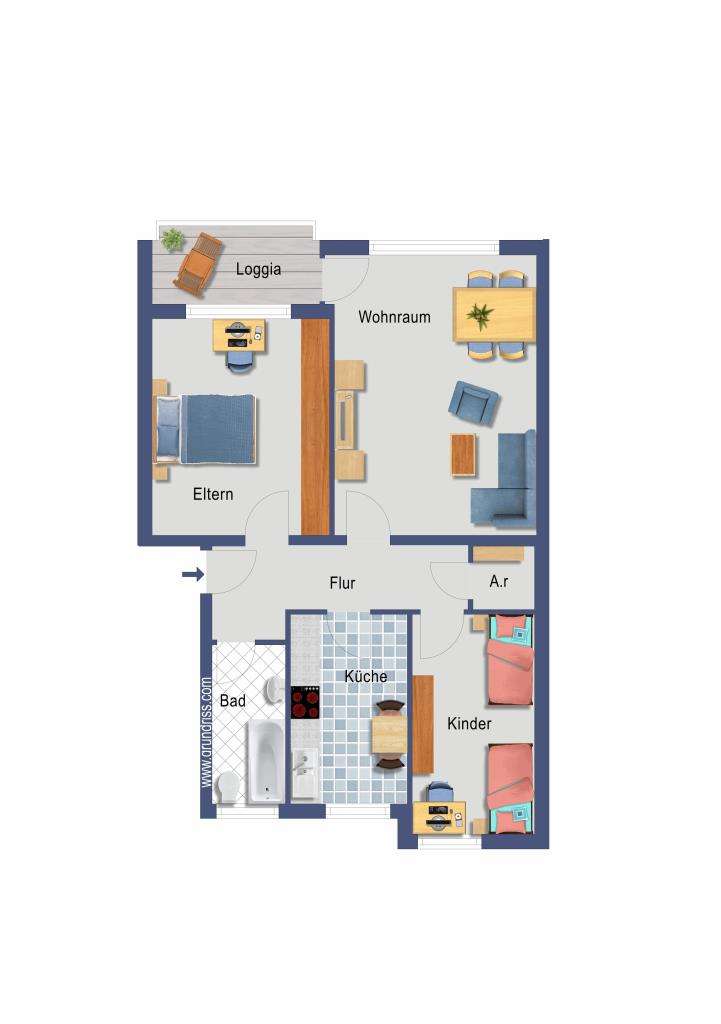 Provisionsfrei: 3 Zimmer Wohnung mit Balkon renovierunsgbedürftig, Düsseldorf – Bild 2