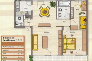 Mainz - Penthouse in Toplage von privat - 3 Zimmer - 103 qm – Die vollständige Adresse der Immobilie erhältst du vom Anbieter., 55122 Hartenberg-Münchfeld, Mainz – Vorschaubild 2