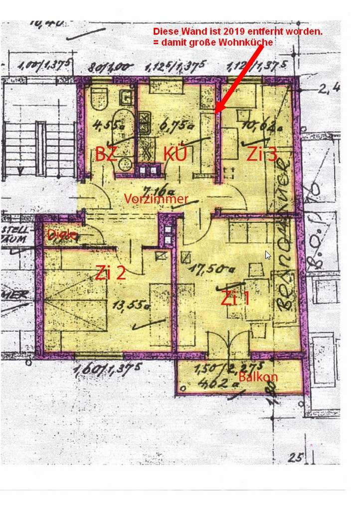 Grundriss der Wohnung aktuell