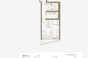 Wohnung Nr. 57: Bezugsfertige 1-Zimmer-Wohnung mit separater Küche und großzügigem Balkon – Wagenbauerstraße 2, 81677 Parkstadt, München – Vorschaubild 9