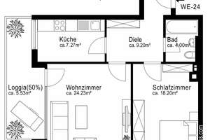 AIGNER - Sonnige Aussichten in Obergiesing: 2-Zimmer-Wohnung mit Loggia im 10. Obergeschoss – Die vollständige Adresse der Immobilie erhältst du vom Anbieter., 81539 Untergiesing, München – Vorschaubild 6