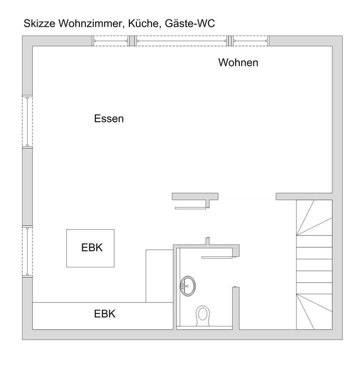 Skizze Küche - Wohnen - Garten