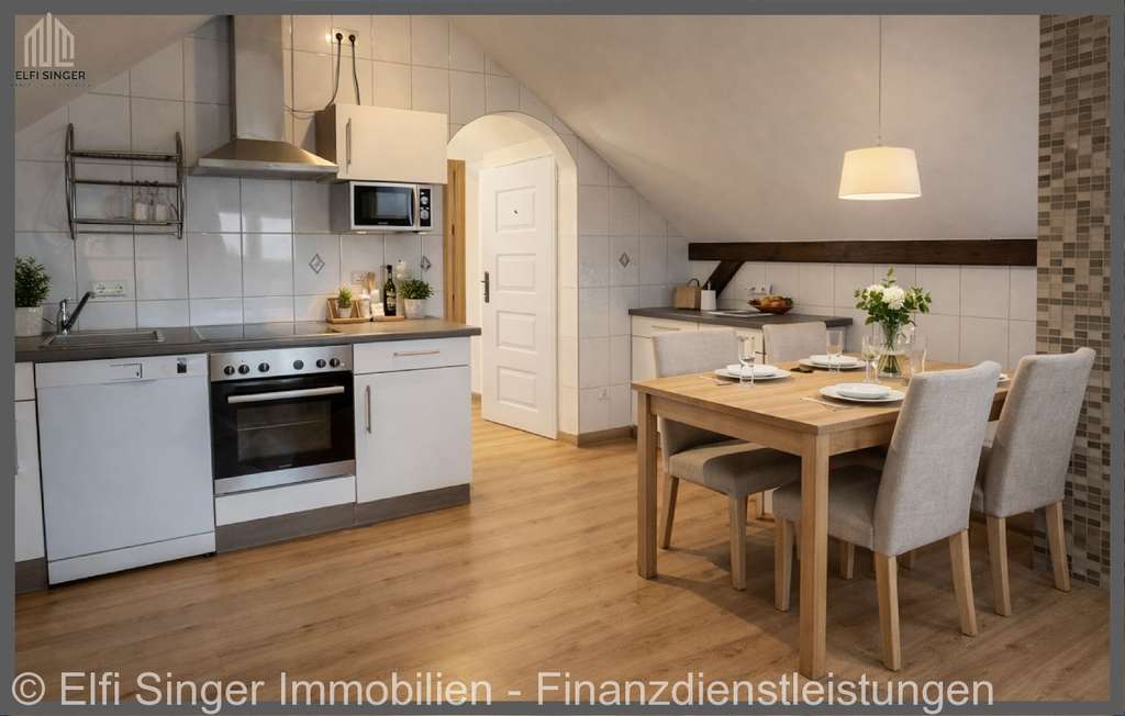 Immobilie in Erkenbrechtsweiler - Charmante Dachgeschosswohnung mit Alb-Blick – gemütliche 2 Zimmer, Stellplatz  Einbauküche - Bild 3