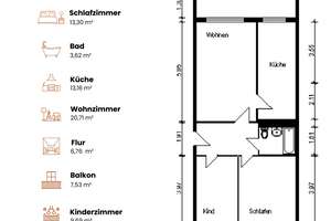 Frisch renovierte 3-Raum-Wohnung mit Balkon und EBK – Hans-Grade-Str. 45, 39130 Neu Olvenstedt, Magdeburg – Vorschaubild 6