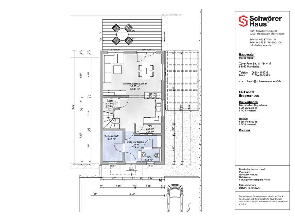 Grundriss DHH Bodenplatte EG_V