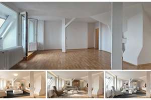 HERZSTÜCK, TEGELER SEE. Raffinierte 3 1/2 individuelle Mansarden WE mit Dachterrasse. BEZUGSFERTIG.