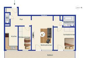 Sofort bezugsfrei! Charmante 3-Zimmer-Wohnung mit Balkon in Trudering – Die vollständige Adresse der Immobilie erhältst du vom Anbieter., 81825 Josephsburg, München – Vorschaubild 12