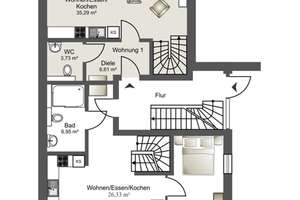 Exklusiv ausgestattete 2-Zimmer Maisonett-Gartenwohnung in innovativer und extravaganter Architektur – Die vollständige Adresse der Immobilie erhältst du vom Anbieter., 81825 Waldtrudering, München – Vorschaubild 8