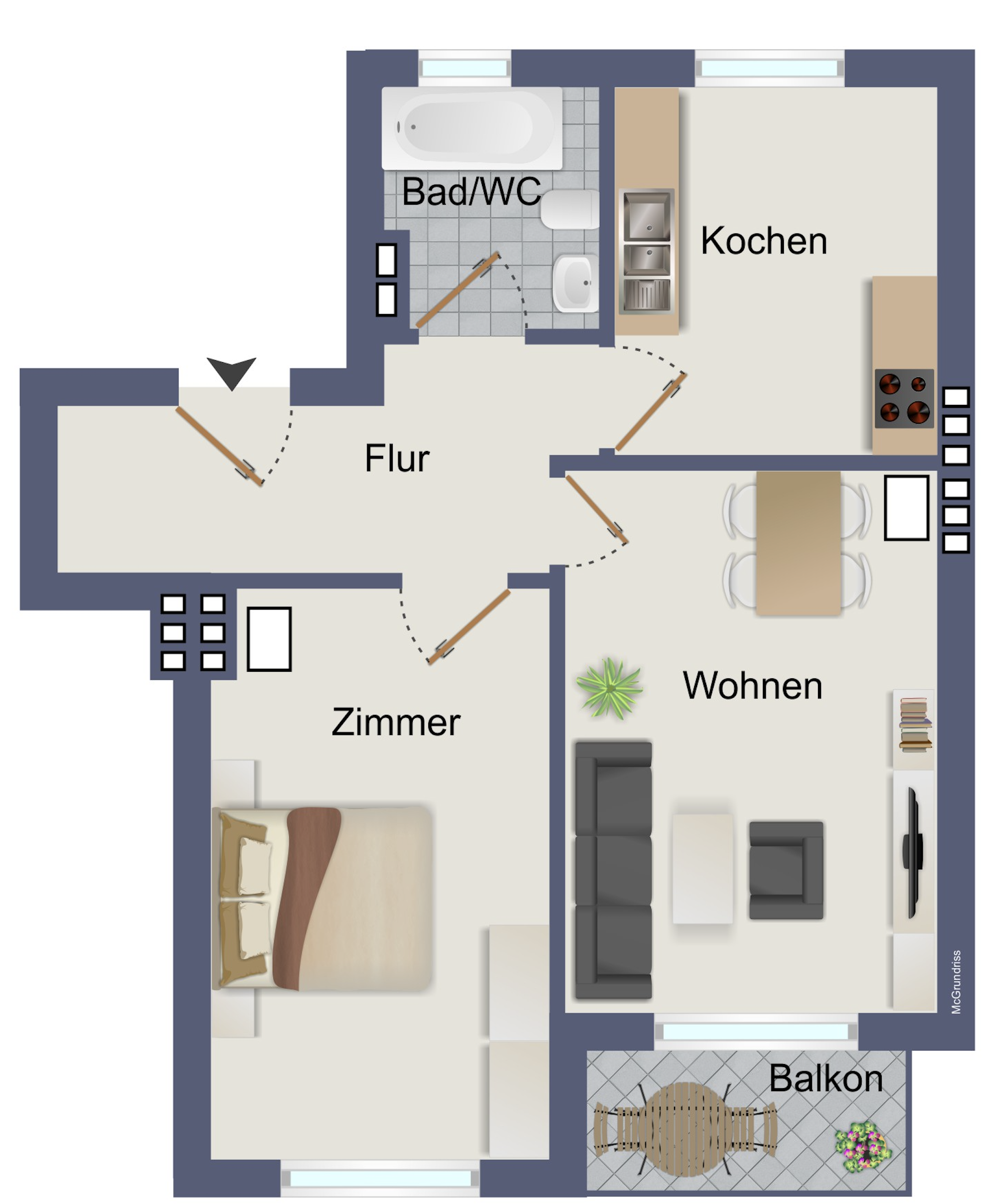 2-Zimmer-Wohnung - frei - Nähe U1 Hammer Kirche - sanierungsbedürftig - Courtagefrei, Hamburg – Bild 3