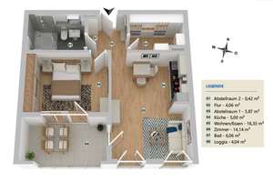Schicke 2-Zimmer-Wohnung mit EBK und Balkon in Hannover-Seelhorst – Die vollständige Adresse der Immobilie erhältst du vom Anbieter., 30539 Mittelfeld, Hannover – Vorschaubild 2