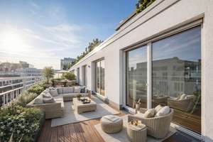 Atrium-Penthouse in den Nymphenburger Höfen der Maxvorstadt - großzügige Außenflächen mit Alpenblick