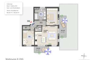 W03 OG Wohnung, 3-Zimmer mit Wohn-Essbereich und großem Südbalkon – Pulverturmstraße 58, 80935 Lerchenau-Ost, München – Vorschaubild 14