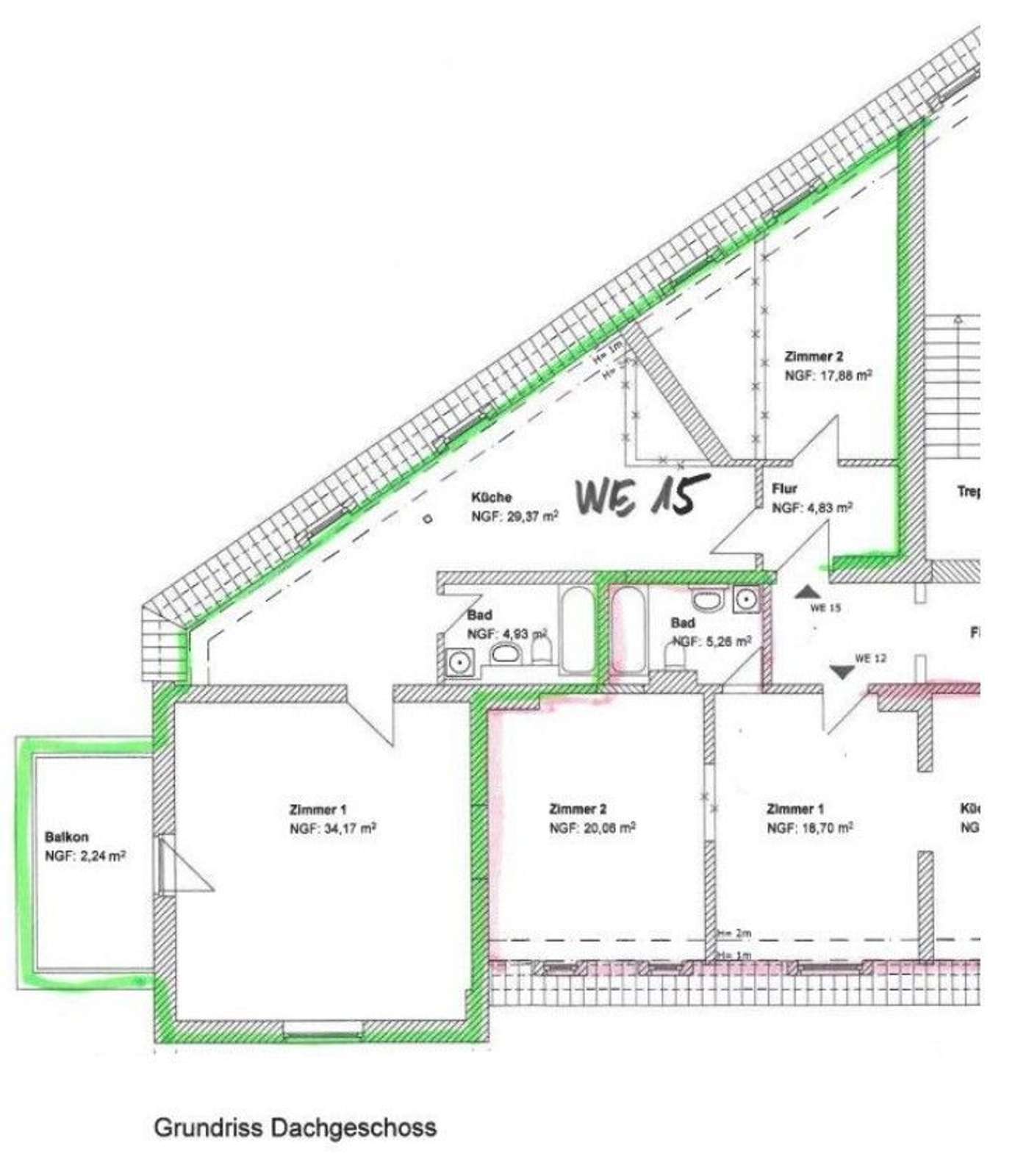 Große und moderne 2-Zimmer-DG-Wohnung mit Balkon in Erfurt