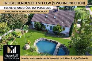 RESERVIERT: EFH mit ELW: 1.047 m² Grundstück, ca. 107 m² Keller, Doppelgarage – Die vollständige Adresse der Immobilie erhältst du vom Anbieter., 86720 Nördlingen – Vorschaubild 1