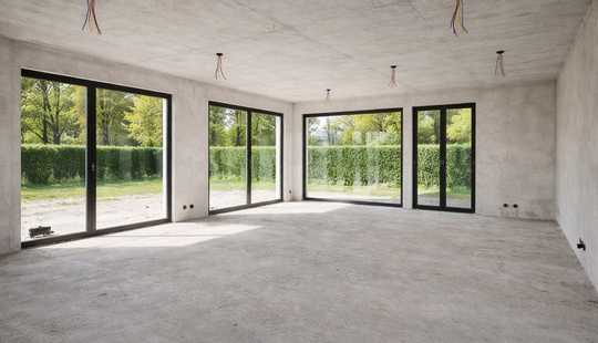 Bild von Neubau Doppelhaushälfte im Bauhaus- Stil – geschlossener Rohbau zum Selbstausbau