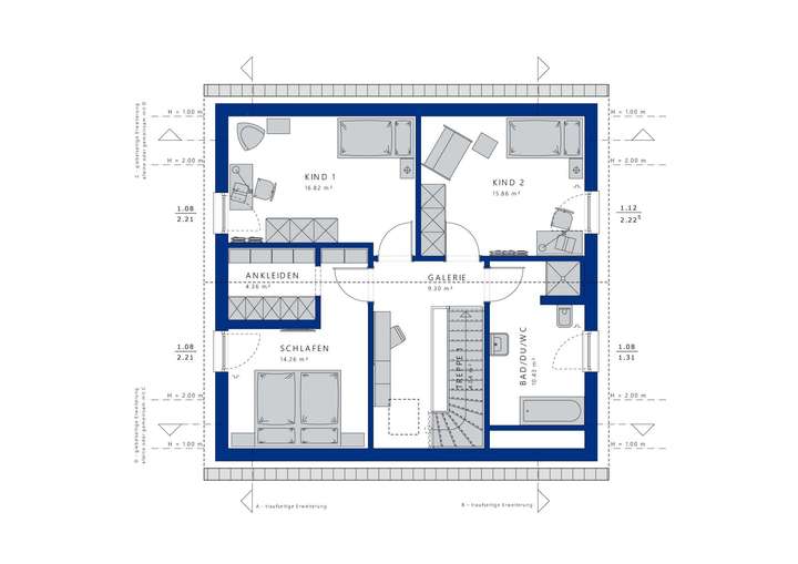 Grundrissbeispiel Obergeschoss
