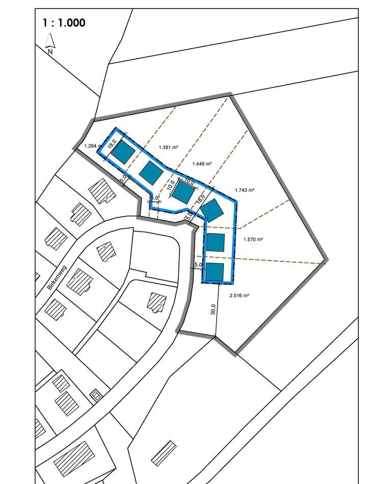 Lageplan Baufeld und Parzellen