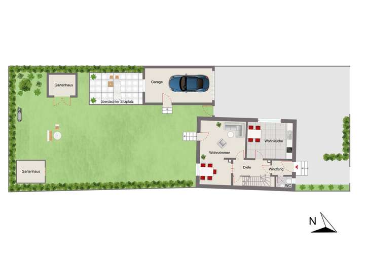 Grundriss Erdgeschoss mit Gart
