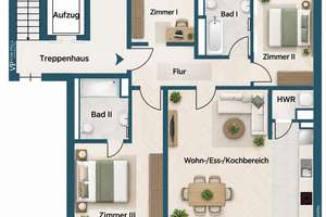 Wohnen über den Dächern – Dreieinhalb-Zimmer-Wohnung mit Terrasse und Balkon – 60326 Gallus, Frankfurt am Main – Vorschaubild 12