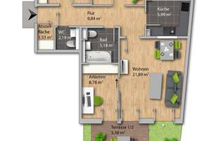 Helle, gut geschnittene 3,5 Zimmer-Erdgeschosswohnung mit Garten in ruhiger Lage – Die vollständige Adresse der Immobilie erhältst du vom Anbieter., 81829 Trudering-Riem (Ortsteil), München – Vorschaubild 16