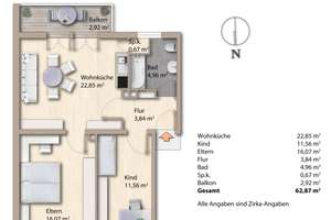 vom Eigentümer: Vermietete 3-Zi-Wohnung Balkon – provisionsfrei ! – Die vollständige Adresse der Immobilie erhältst du vom Anbieter., 85635 Höhenkirchen-Siegertsbrunn – Vorschaubild 8