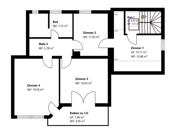 Grundriss Skizze Haus 2 OG