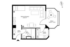 Edel und modern: Stilvolles 1-Zimmer-Apartment mit optimalem Schnitt und Balkon - direkt an der Isar – Die vollständige Adresse der Immobilie erhältst du vom Anbieter., 81371 Sendlinger Feld, München – Vorschaubild 7